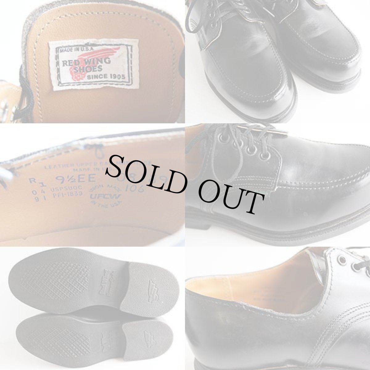 画像3: 90s USA製 REDWINGレッドウイング 106 Uチップ/モックトゥ ポストマン レザーシューズ 黒 9.5 (3)