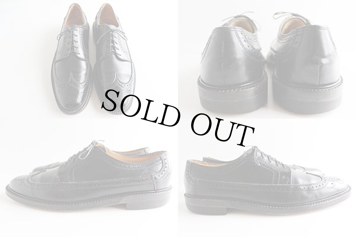 画像2: 70s FLORSHEIMフローシャイム ウイングチップ レザーシューズ 黒 10B★革靴 (2)