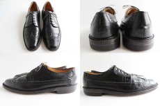 画像2: 70s FLORSHEIMフローシャイム ウイングチップ レザーシューズ 黒 10B (2)