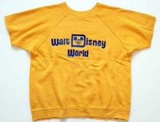 画像1: 70s Walt Disney World フロッキープリント 半袖スウェット 黄 L (1)