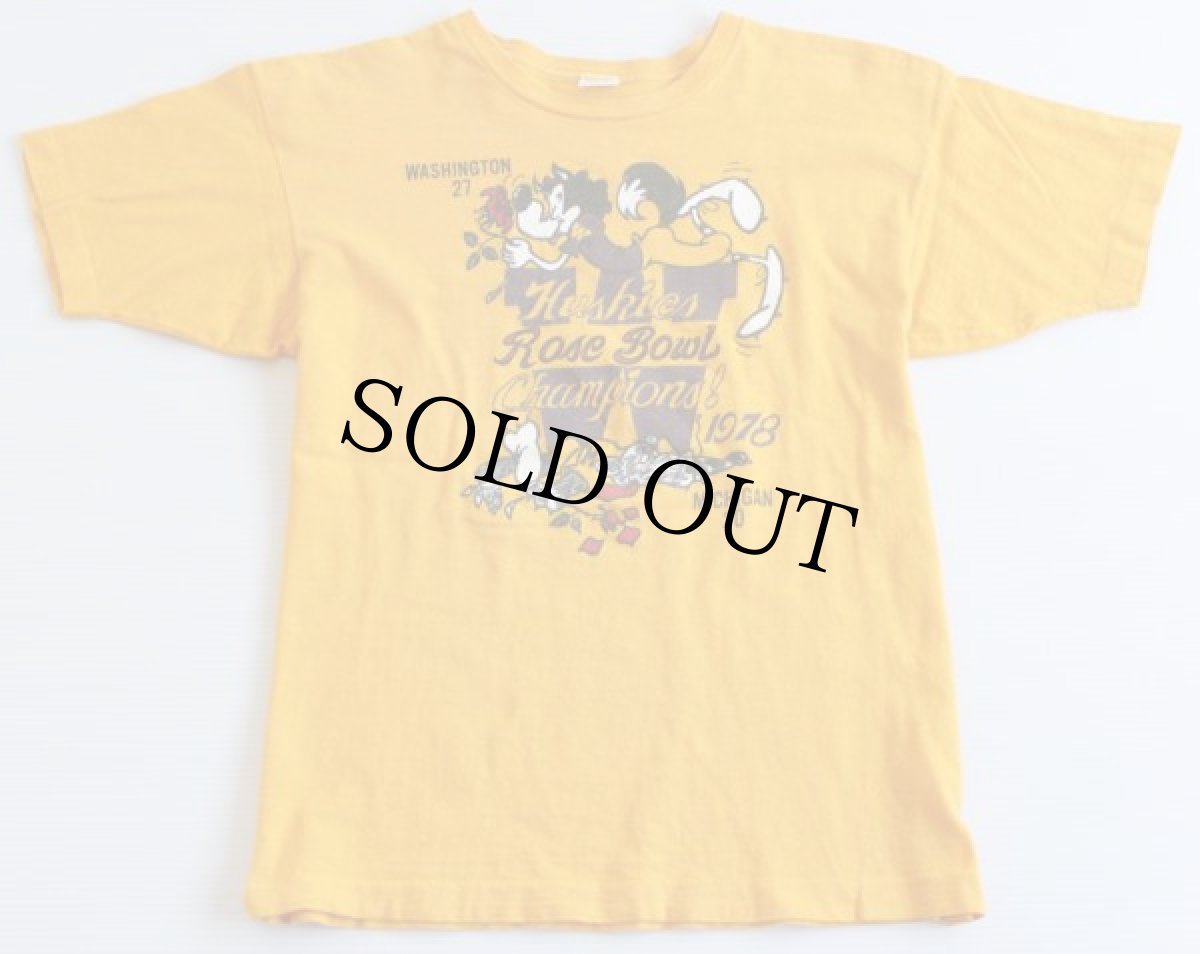 画像2: 70s USA製 Championチャンピオン Rose Bowl コットンTシャツ 黄 L (2)