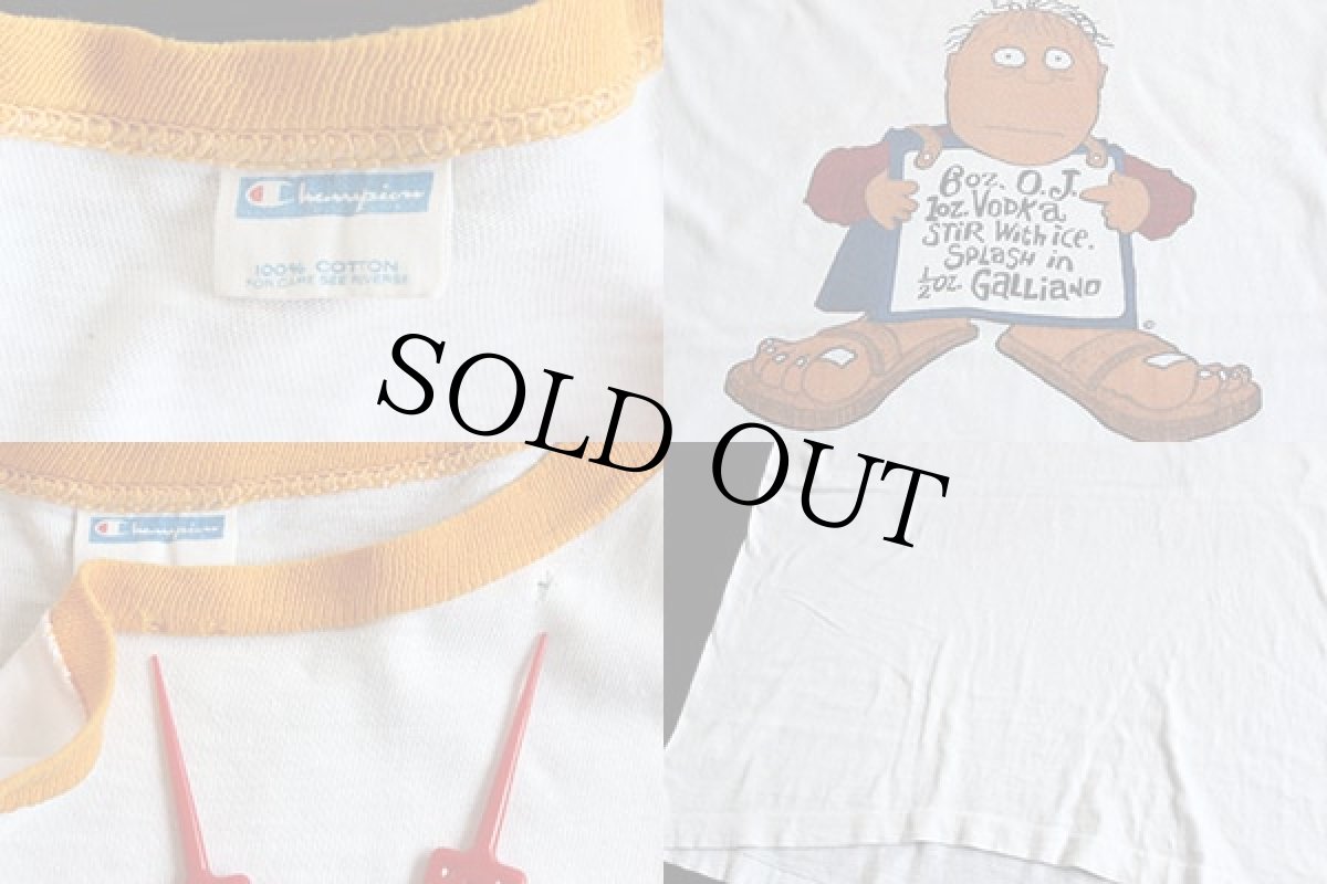 画像3: 70s USA製 Championチャンピオン HARVEY WALLBANGER? 両面 染み込みプリント コットン リンガーTシャツ (3)