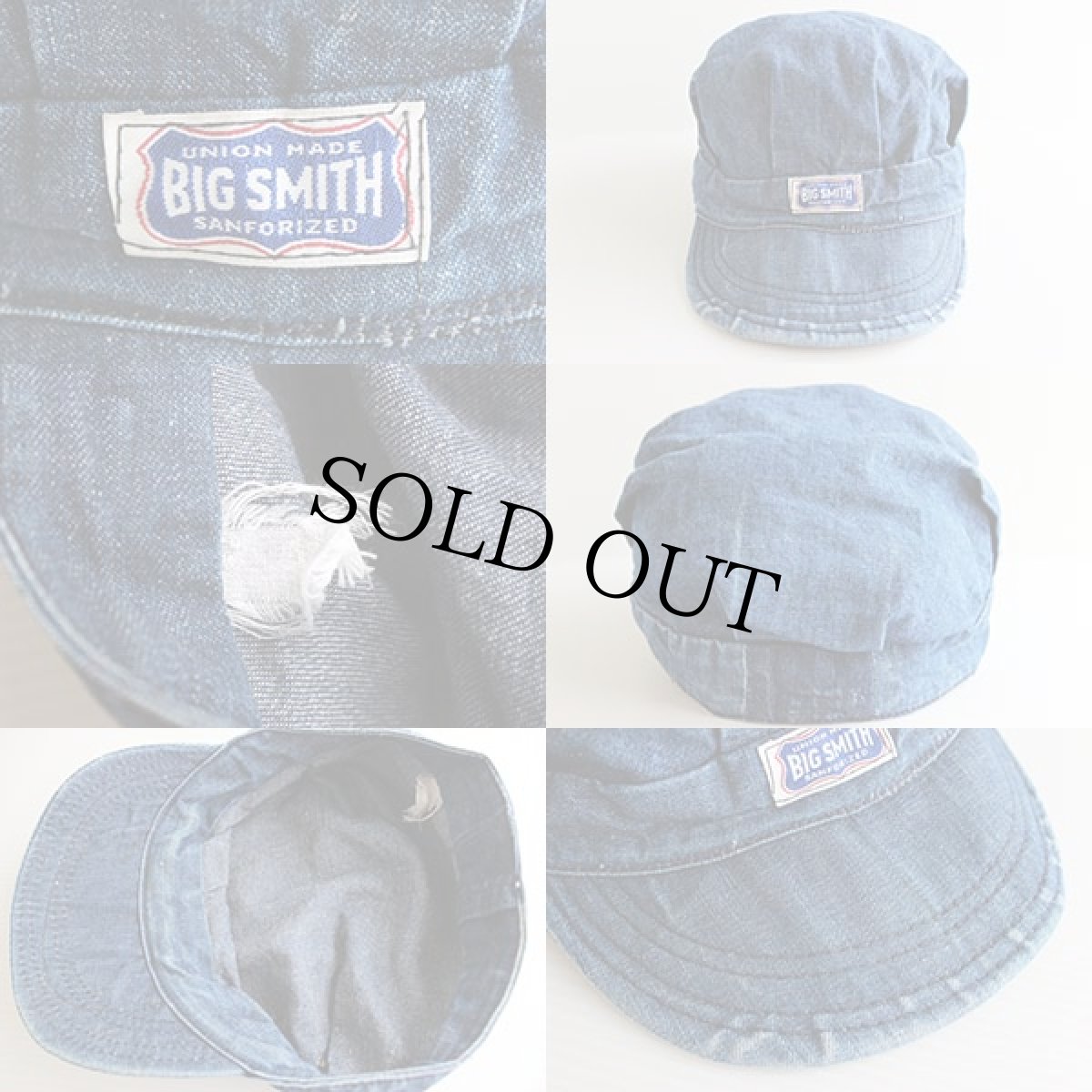 画像3: リサイズ★60s BIG SMITHビッグスミス インディゴ デニム ワークキャップ 59cm (3)