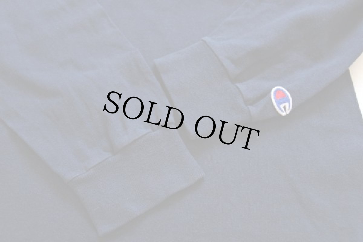 画像3: 90s USA製 Championチャンピオン 無地 バインダーネック コットン 長袖Tシャツ 紺 L (3)