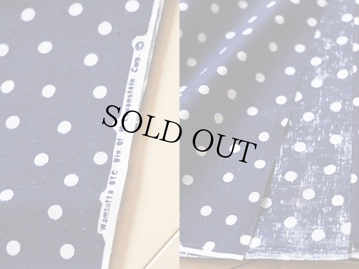 画像3: ビンテージ Lowens Corp ドット柄 コットン生地 紺×白 (3)