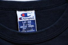 画像2: 90s USA製 Championチャンピオン 無地 バインダーネック コットン 長袖Tシャツ 紺 L (2)