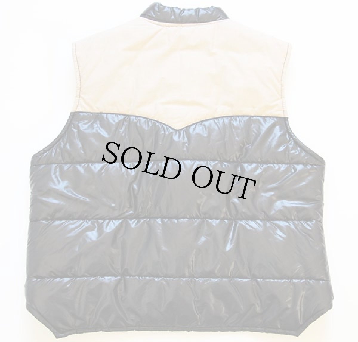 画像2: 70s Swingster FOX パッチ付き ツートン ヨーク切り替え 中綿入り レーシングベスト 黒 XL (2)