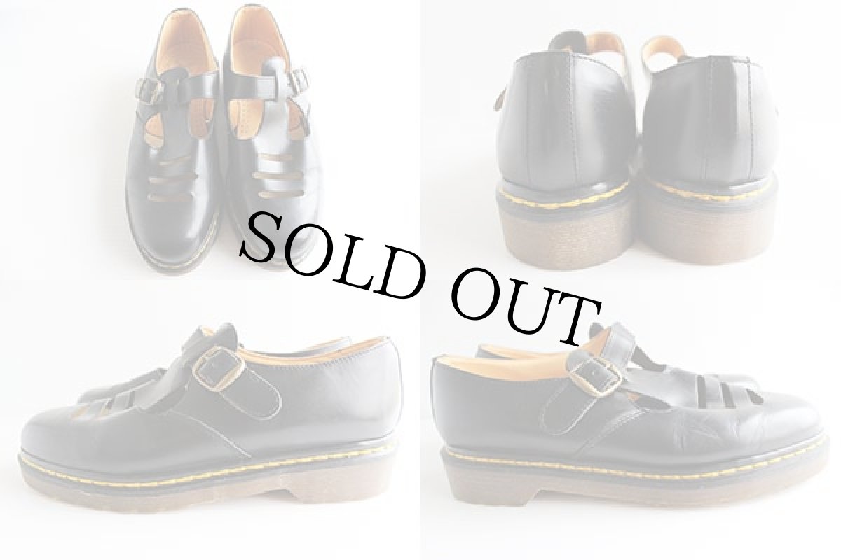 画像2: 英国製 DR.MARTENSドクターマーチン ストラップ レザーシューズ 黒 UK6 (2)