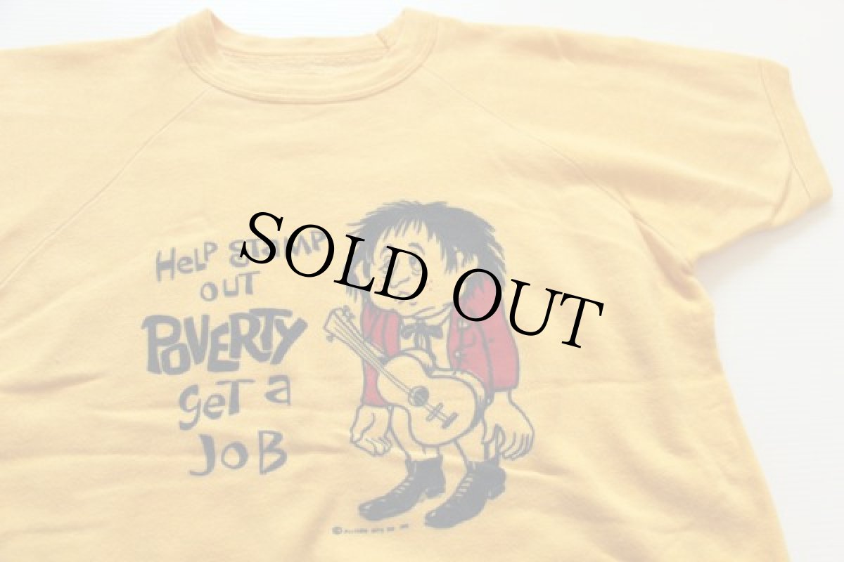 画像2: 60s POVERTY 染み込みプリント 半袖スウェット 黄 (2)