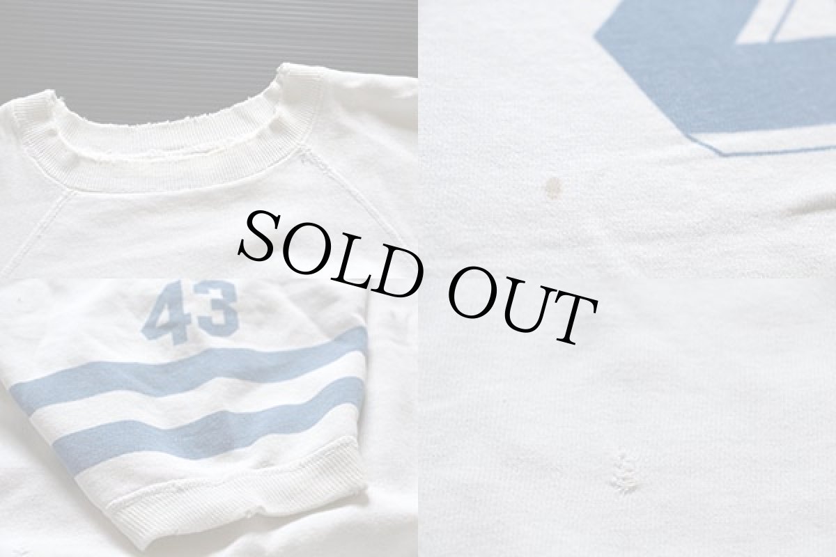 画像3: 60s 43 ナンバリング 染み込みプリント 半袖スウェット 白 (3)