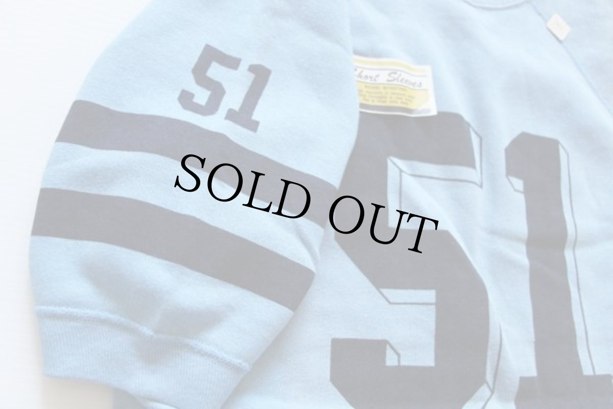 画像5: デッドストック★60s 51 ナンバリング 染み込みプリント 半袖スウェット 水色 S (5)