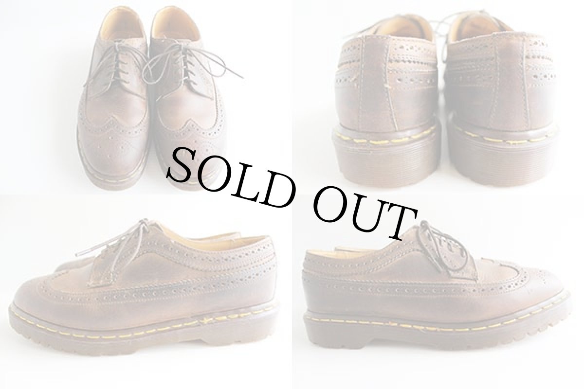 画像2: 英国製 DR.MARTENSドクターマーチン ウイングチップ レザーシューズ 茶 UK9 (2)