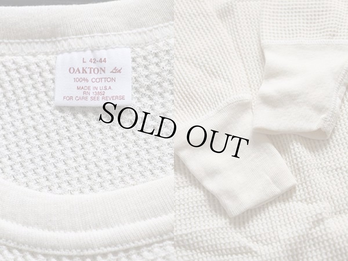 画像3: デッドストック★80s USA製 OAKTON コットン サーマルシャツ L (3)