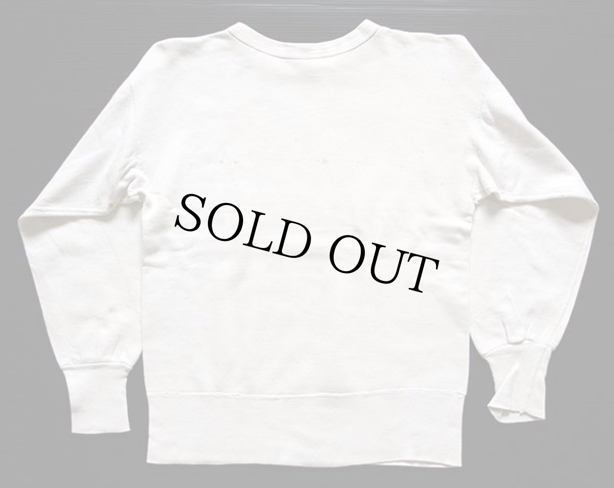 画像2: 60s UNKNOWN 無地 前V コットン スウェット 白 (2)