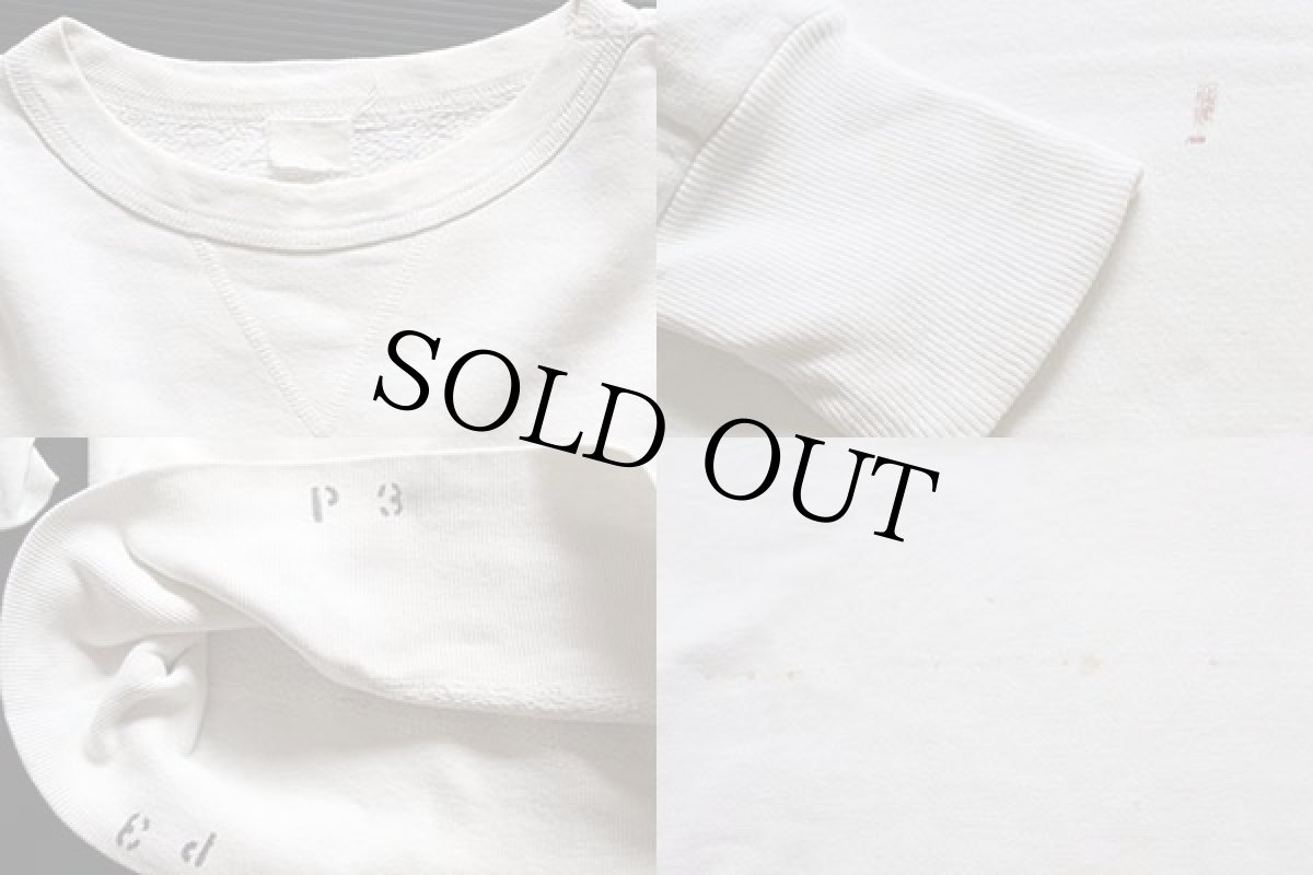 画像3: 60s UNKNOWN 無地 前V コットン スウェット 白 (3)