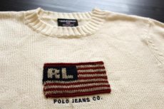 画像3: 00s オーストラリア製 POLO JEANSポロ ジーンズ ラルフローレン 星条旗 コットンニット セーター ナチュラル L (3)