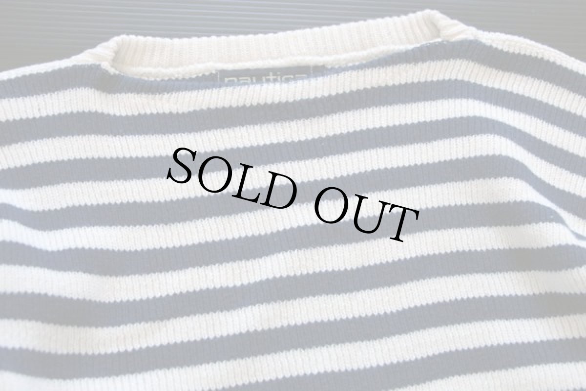 画像3: 90s USA製 nauticaノーティカ ボーダー ボートネック コットンニット セーター M (3)