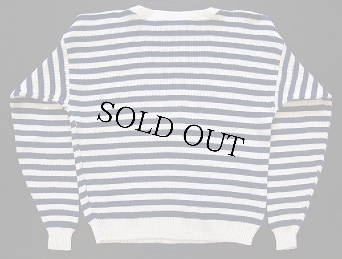 画像2: 90s USA製 nauticaノーティカ ボーダー ボートネック コットンニット セーター M (2)