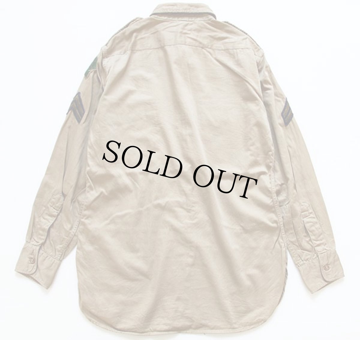 画像2: 40s U.S.ARMY マチ付き オフィサーシャツ カーキ 15 (2)