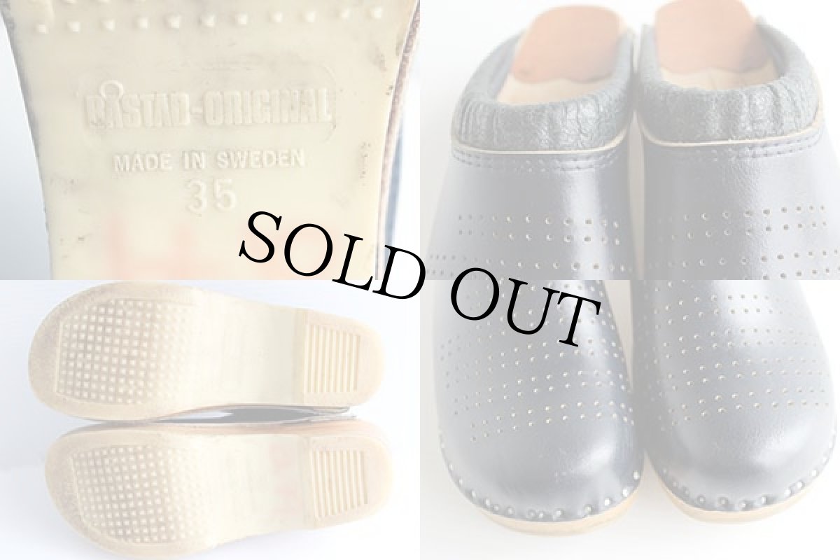 画像3: スウェーデン製 BASTAD レザー サボ サンダル 紺 35★クロッグ (3)