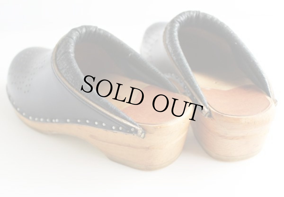 画像2: スウェーデン製 BASTAD レザー サボ サンダル 紺 35★クロッグ (2)