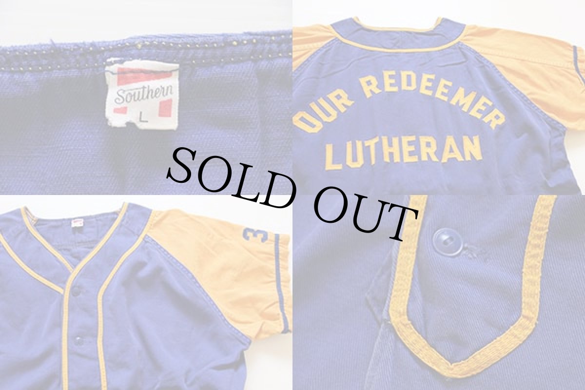 画像3: 60s Southern ベースボールシャツ 青紫×黄 L (3)