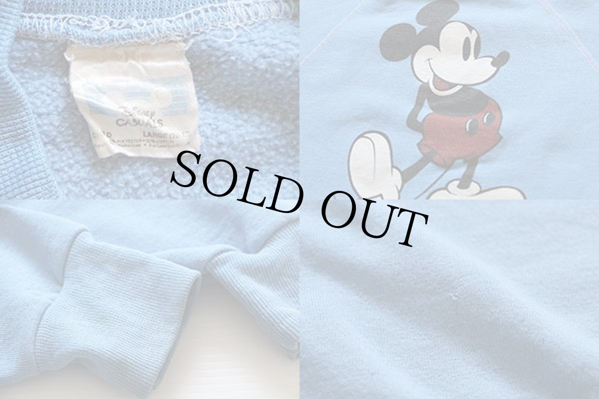 画像3: 80s ミッキー マウス スウェット 水色 L (3)