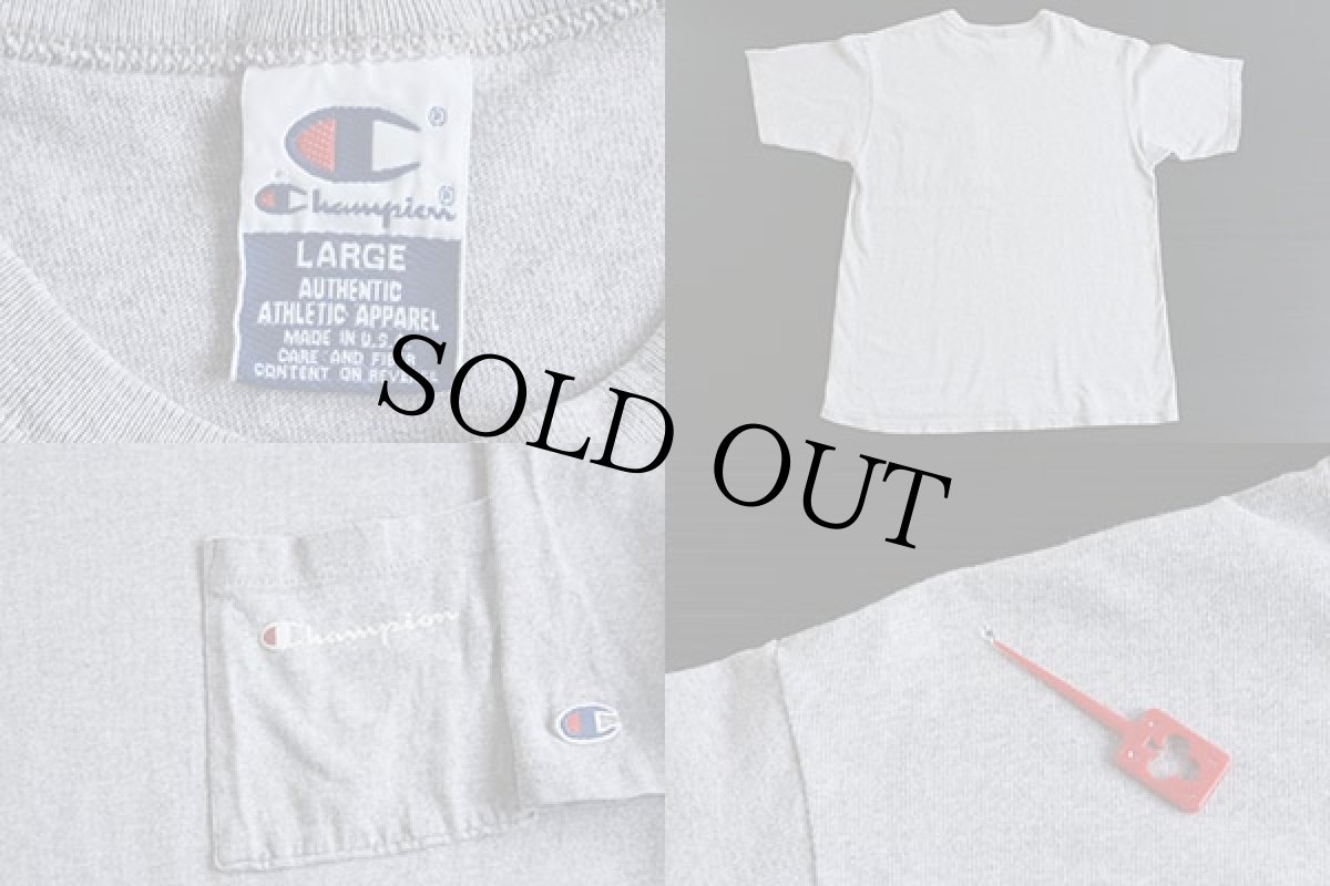 画像3: 90s USA製 Championチャンピオン 88/12 ポケットTシャツ 杢グレー L (3)