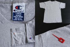 画像3: 90s USA製 Championチャンピオン 88/12 ポケットTシャツ 杢グレー L (3)