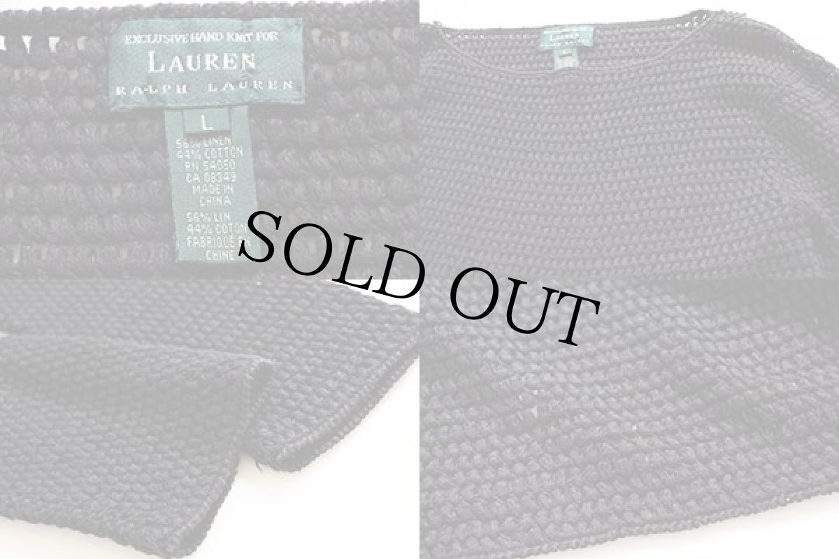 画像4: 00s LAUREN ラルフローレン ボートネック リネン×コットン ハンドニット セーター L (4)