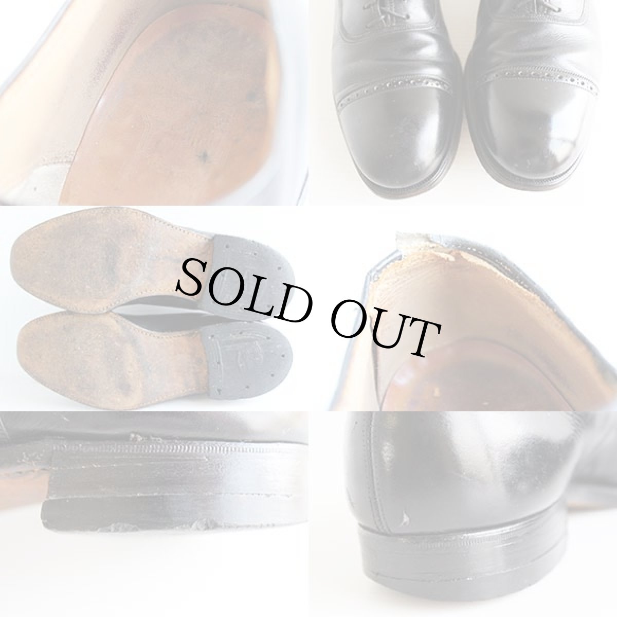 画像3: 70s FLORSHEIMフローシャイム ストレートチップ レザーシューズ 黒 8C★革靴 (3)