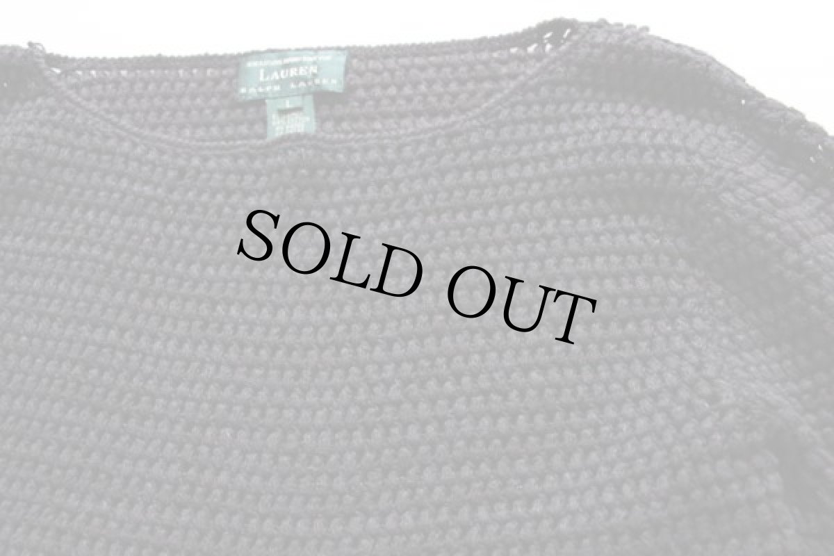 画像3: 00s LAUREN ラルフローレン ボートネック リネン×コットン ハンドニット セーター L (3)