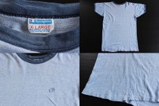 画像3: 70s USA製 Championチャンピオン ワンポイント 染み込みプリント 88/12 リンガーTシャツ 杢ブルー XL (3)