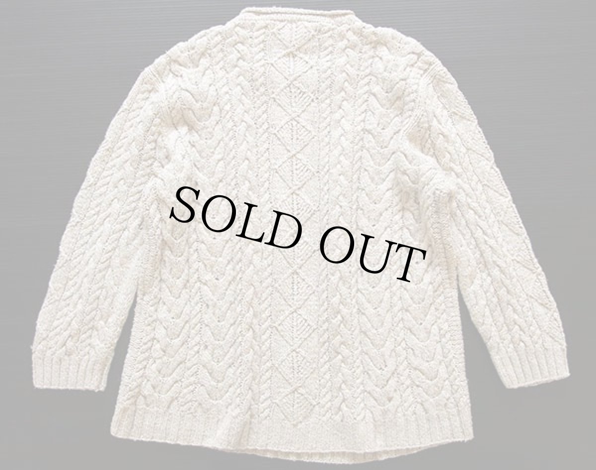 画像2: 00s LAUREN ラルフローレン ケーブル編み シルク×リネン×コットン ハンドニット セーター L (2)
