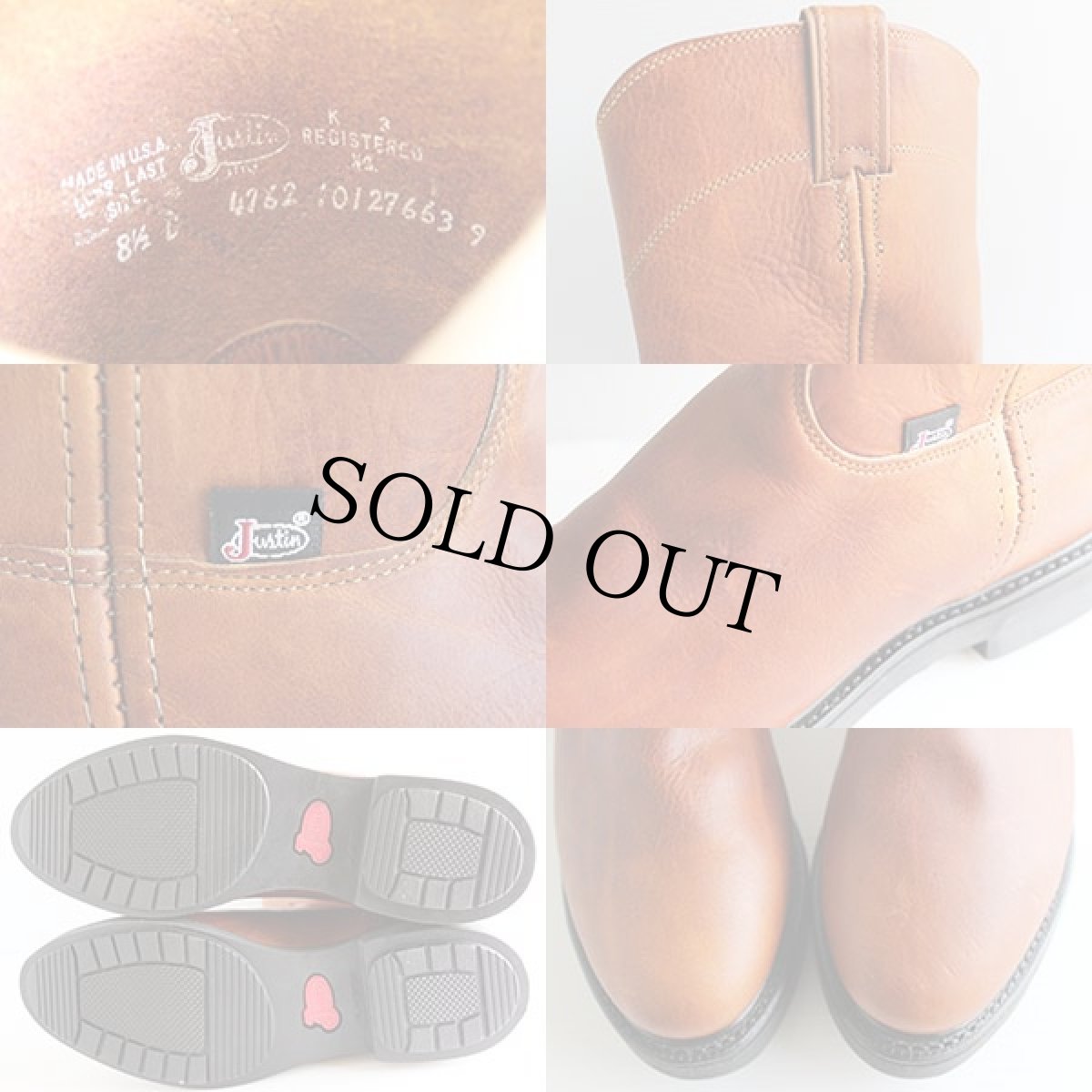 画像3: デッドストック★USA製 Justinジャスティン ペコスブーツ 茶 8.5D (3)