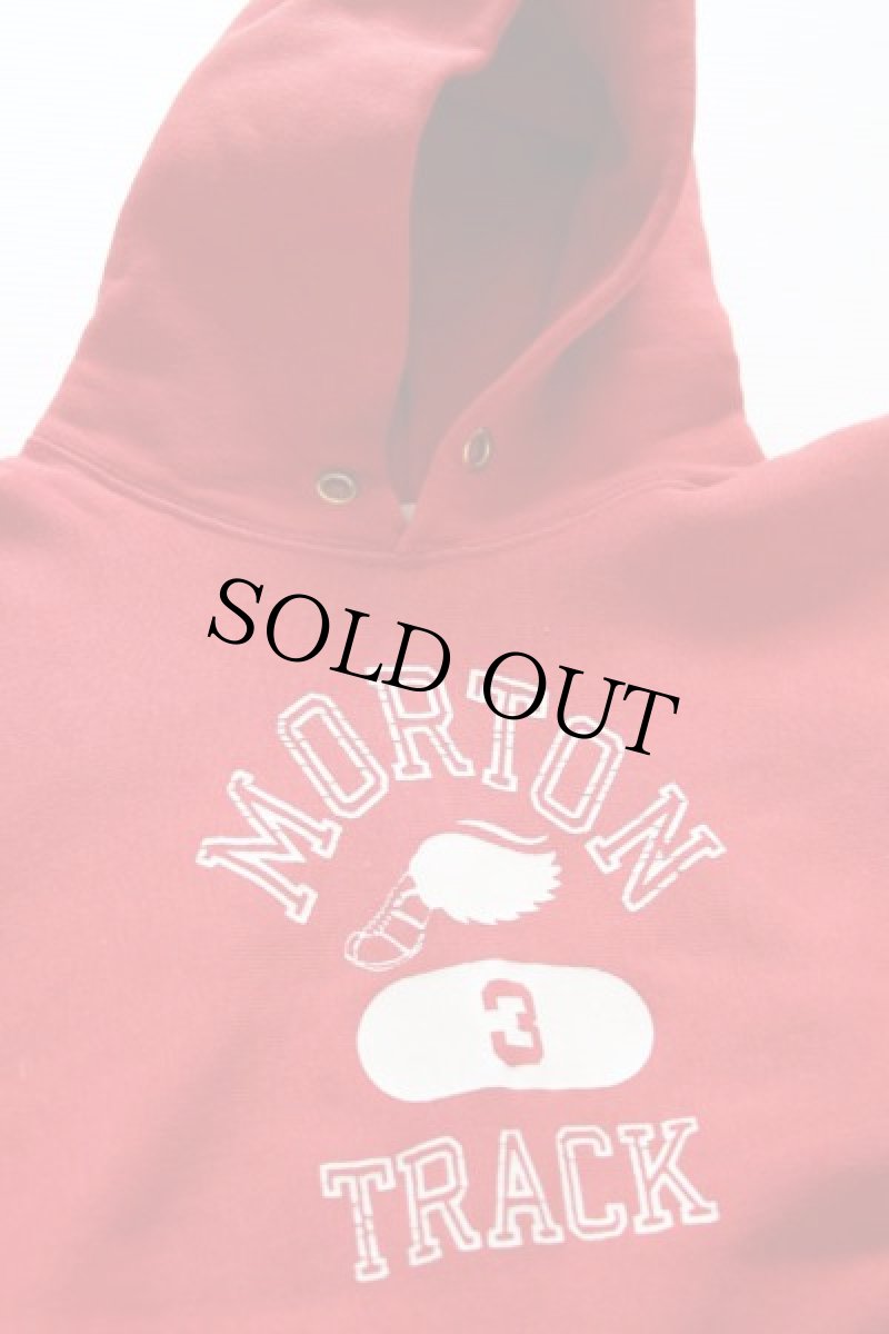 画像3: 70s USA製 Championチャンピオン 単色タグ ウイングフット 四段中抜き リバースウィーブ スウェットパーカー 赤 M (3)