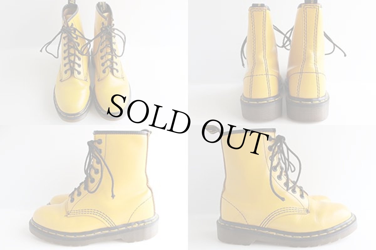 画像2: 英国製 DR.MARTENSドクターマーチン 8ホールブーツ イエロー UK4 (2)