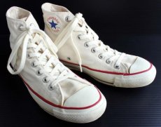 画像1: 80s USA製 CONVERSEコンバース ALL STARオールスターHI 当て布 ホワイト 7.5 (1)