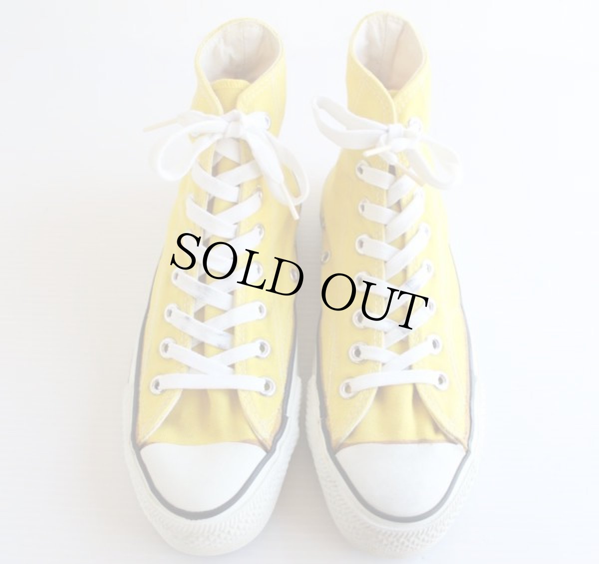 画像2: 80s USA製 CONVERSEコンバース ALL STARオールスターHI 当て布 イエロー 6.5 (2)