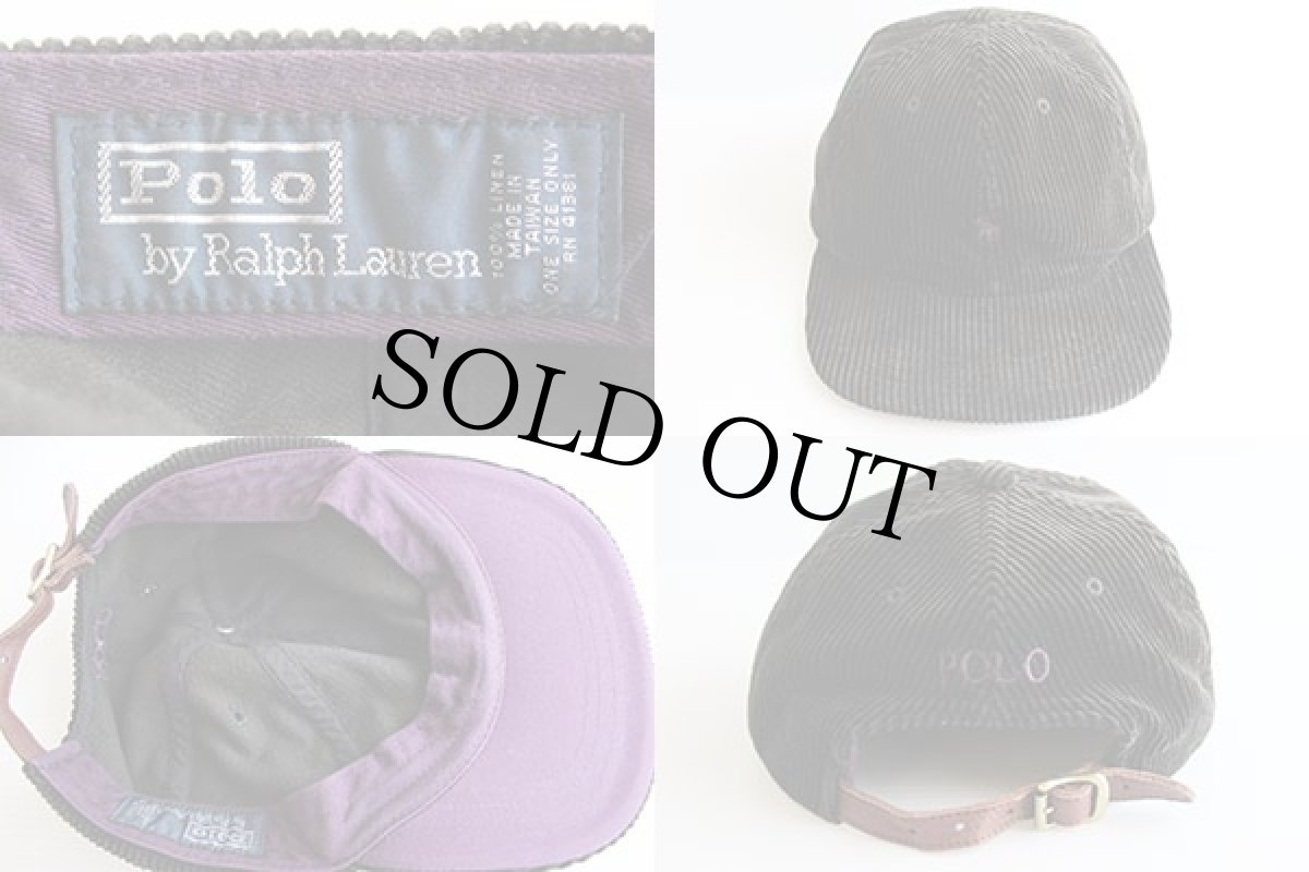 画像3: 90s ポロ ラルフローレン 太畝 コーデュロイキャップ 黒 (3)