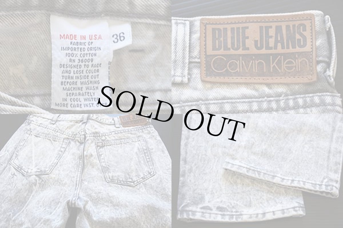 画像3: 80s USA製 Calvin Kleinカルバンクライン ケミカルウォッシュ グレー デニムパンツ 36★アシッド (3)