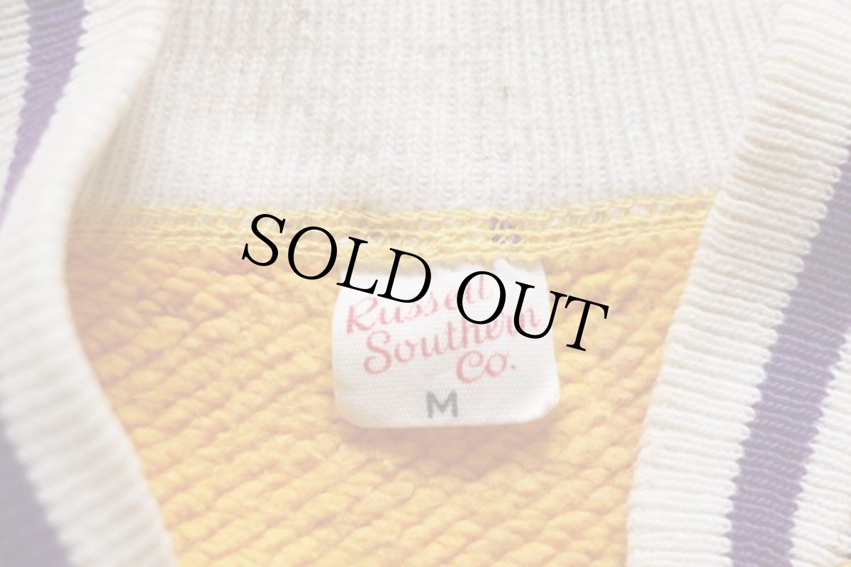 画像4: 60s USA製 Russell Southernラッセルサウザン ハーフジップ コットン 半袖スウェット マスタード M (4)