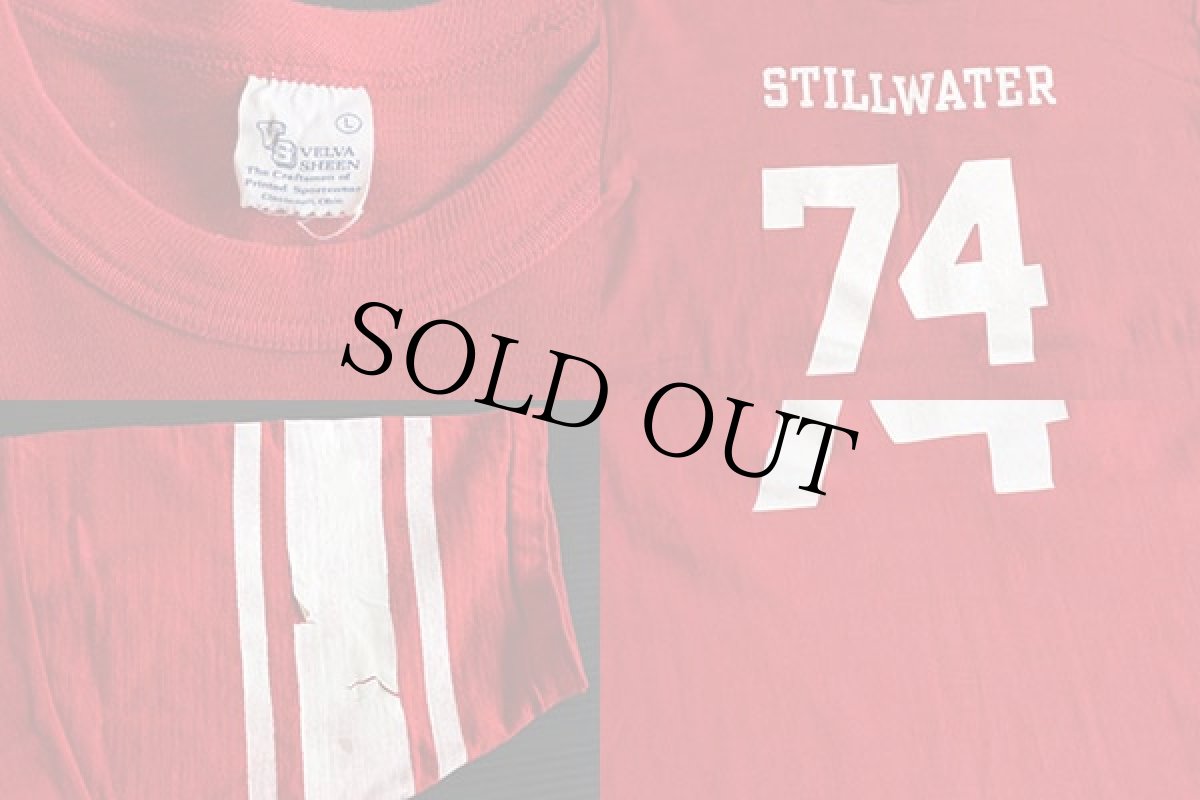 画像3: 70s VELVA SHEEN 74 ナンバリング フットボールTシャツ 赤×白 L (3)