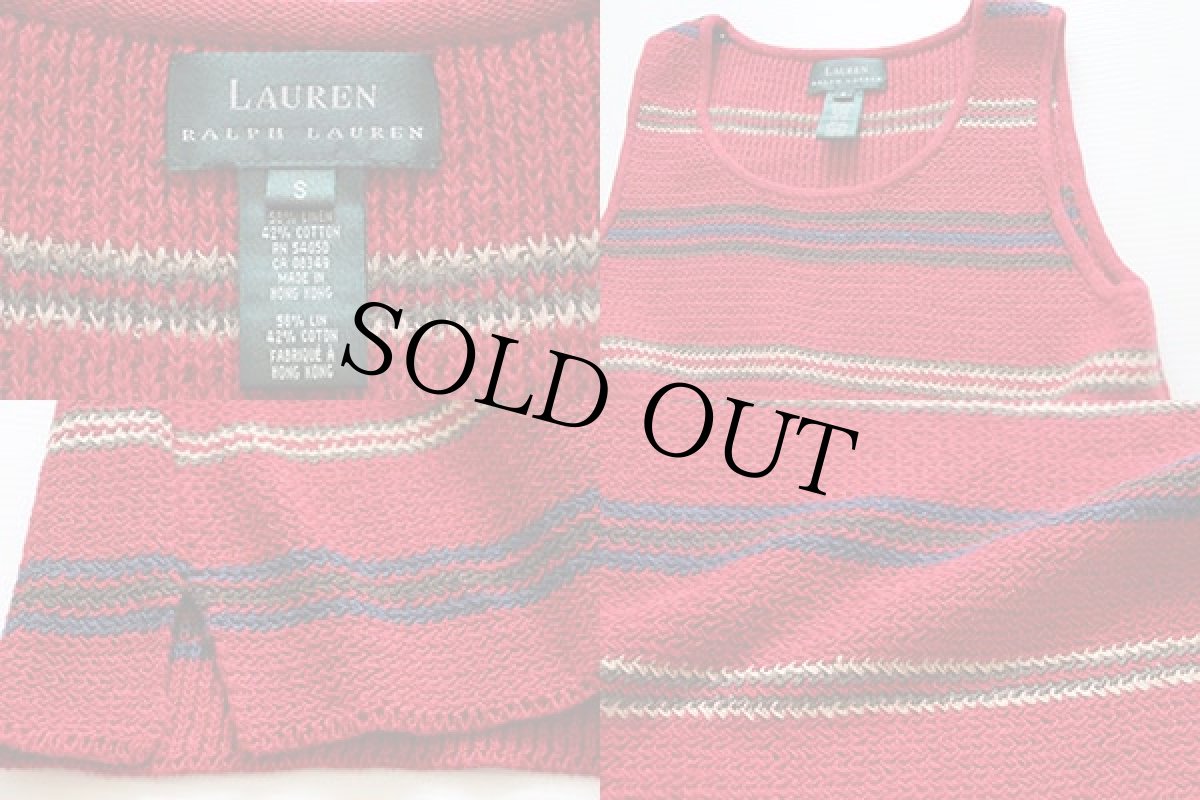 画像4: LAUREN ラルフローレン リネン×コットン ニット ノースリーブ S (4)