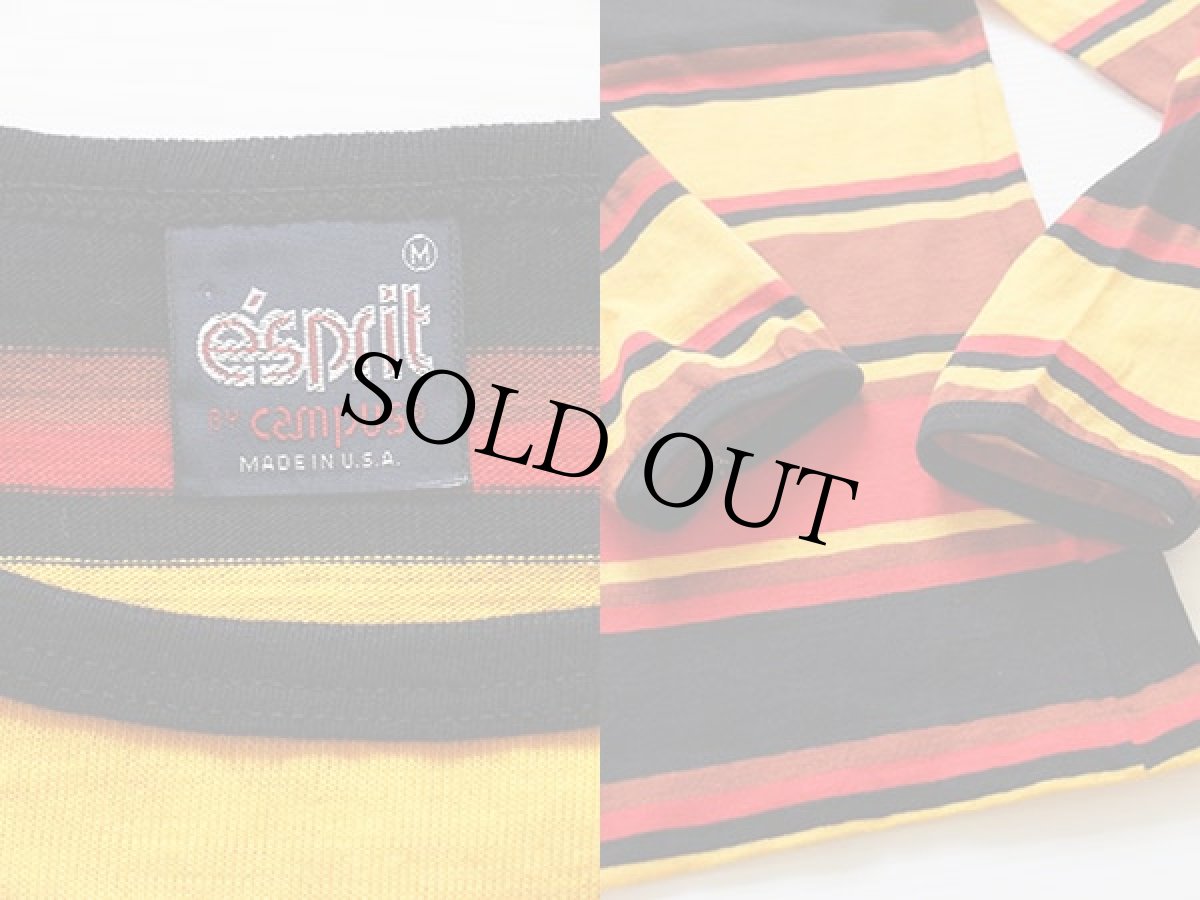 画像3: 80s USA製 campus ランダムボーダー 長袖Tシャツ M (3)