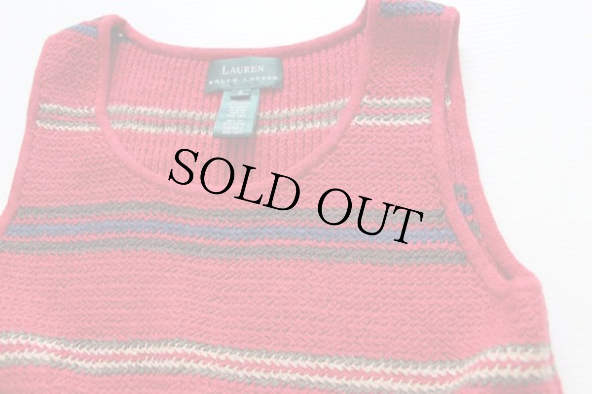 画像3: LAUREN ラルフローレン リネン×コットン ニット ノースリーブ S (3)