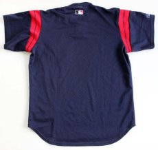 画像2: 90s USA製 Majestic MLB インディアンス メッシュ ベースボールシャツ 紺 M (2)