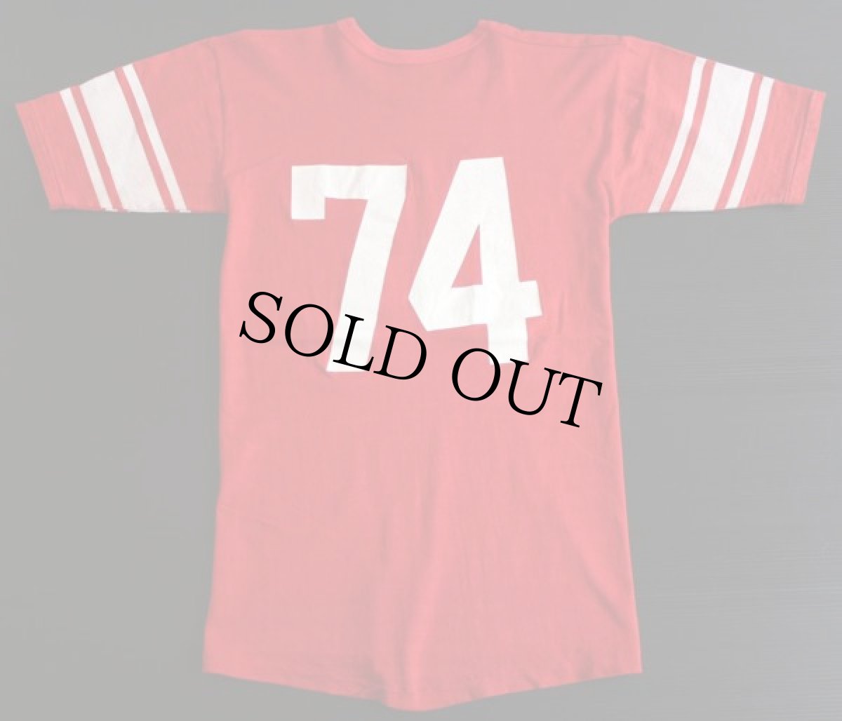 画像2: 70s VELVA SHEEN 74 ナンバリング フットボールTシャツ 赤×白 L (2)