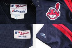 画像3: 90s USA製 Majestic MLB インディアンス メッシュ ベースボールシャツ 紺 M (3)