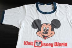 画像1: 80s USA製 ミッキー マウス 染み込みプリント リンガーTシャツ (1)
